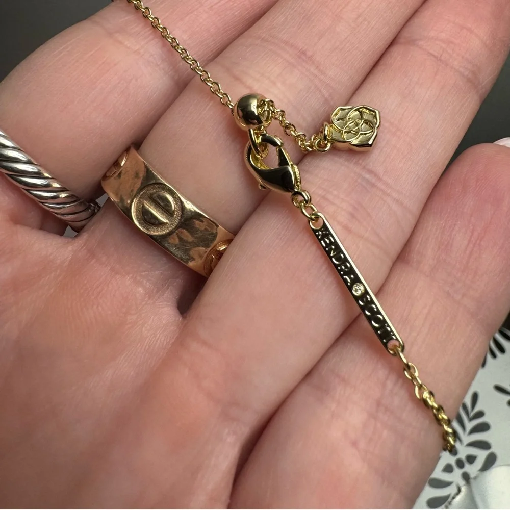 Kendra Scott Jaimee 14k Gold over Brass Delicate Dangle Charm Strand Necklace - Picture 5 of 5